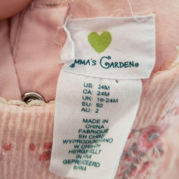 Emmas Garden Sleeveless Pink Dress With Floral Embroidery & Ruffle Hem baby 24m - Picture 3 of 3